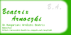 beatrix arnoczki business card