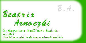 beatrix arnoczki business card